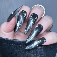 Black & Silver Nails